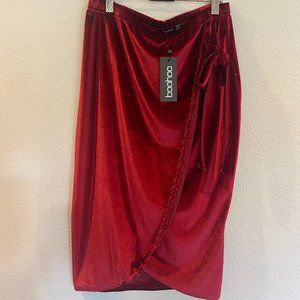 Velvet wrap skirt - holiday red